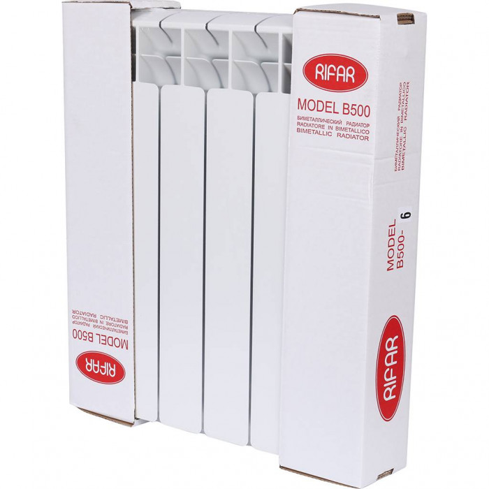 Биметаллический радиатор RIFAR BASE VENTIL 500, 6 секций, нижнее правое подключение, белый