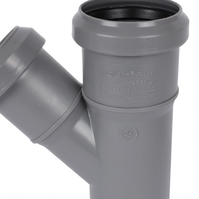 Тройник Sinikon D50x40x45 гр.Valsir