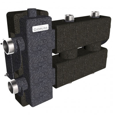 Балансировочный коллектор GIDRUSS BM-80-3DU.EPP (до 80 кВт, подкл. котла G 1, 1+1 контура G 1, боковой контур G 1, 4D-кронштейны K.UMS, EPP-термоизоляция)