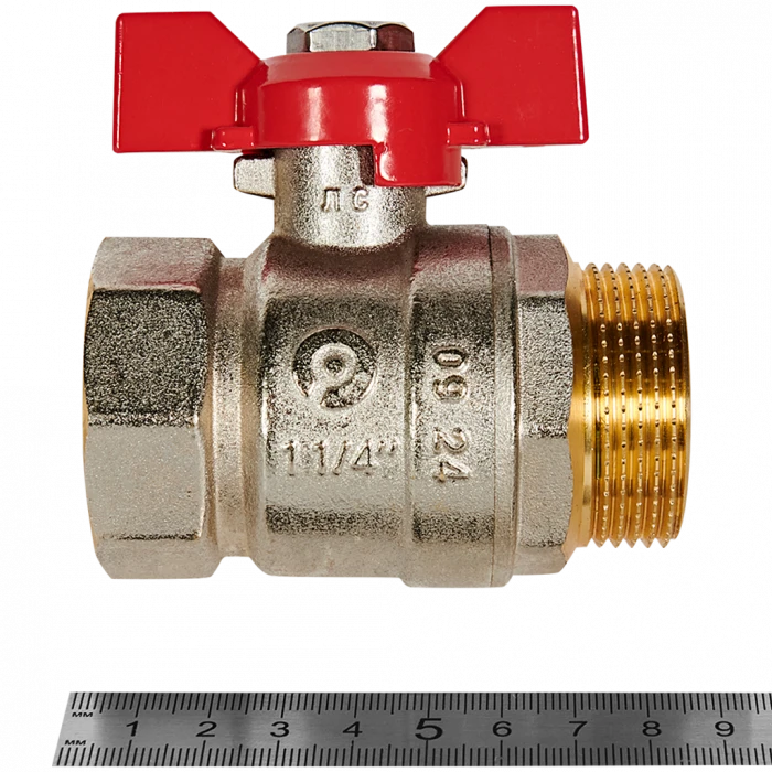Кран шаровой ROMMER ВР/НР, ручка бабочка 1 1/4