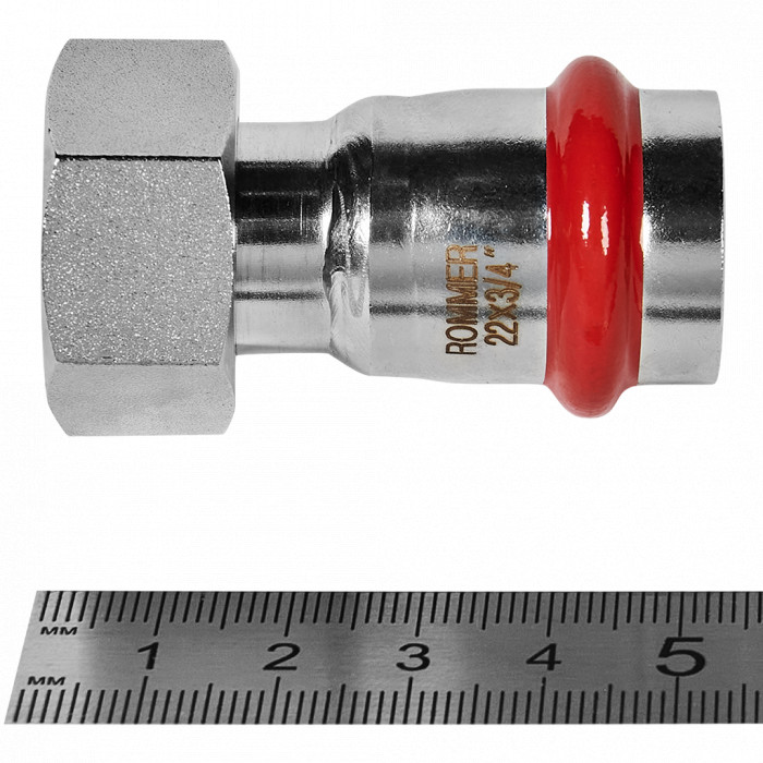 ROMMER RSS-0026-002234 ROMMER Переходник с накидной гайкой-ВР, 22х3/4, из нержавеющей стали прессовой