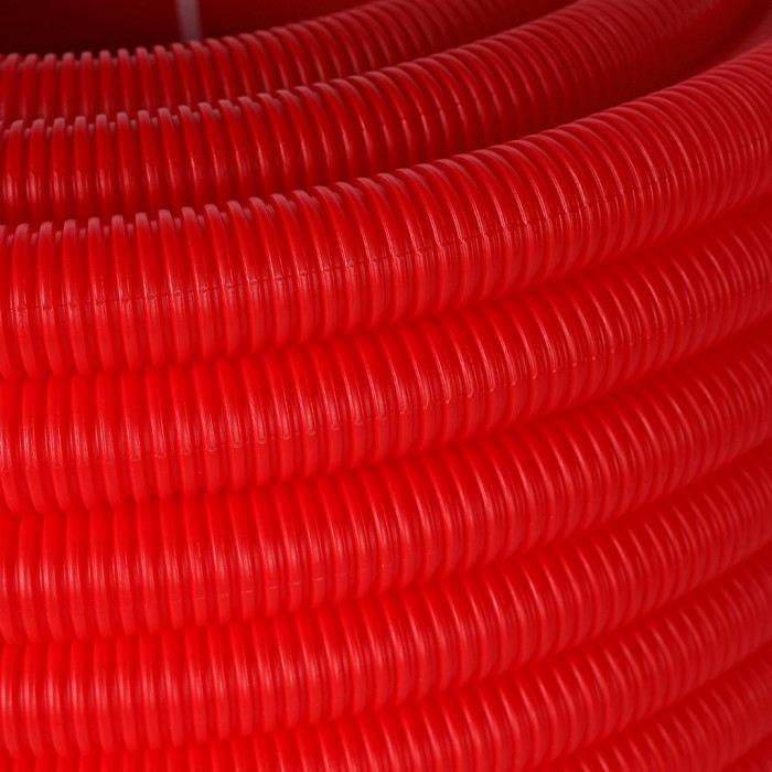 Труба гофрированная STOUT ПНД, цвет красный, наружным диаметром 35 мм для труб диаметром 25 мм