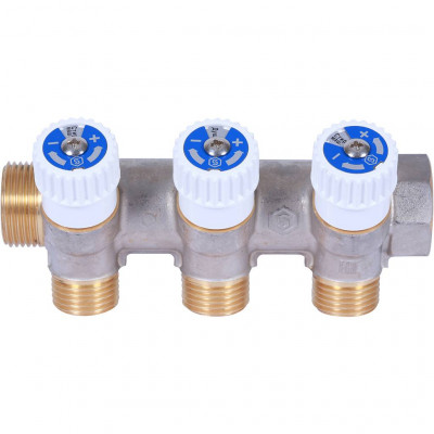 STOUT Коллектор распределительный 3/4&quot;, 3 отвода 1/2&quot; плоское уплотнение