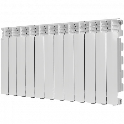 Алюминиевый радиатор STOUT GAMMA 500, 12 секций, боковое подключение, белый