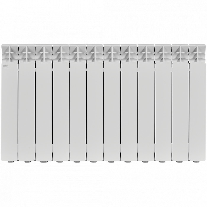 Алюминиевый радиатор STOUT GAMMA 500, 12 секций, боковое подключение, белый
