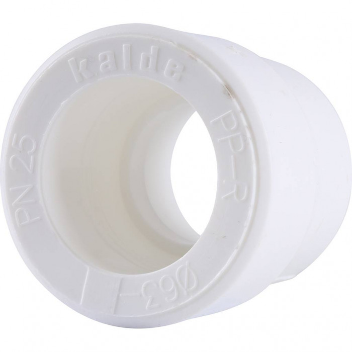 Муфта переходная Kalde 63x40 для полипропиленовых труб под сварку (цвет белый)