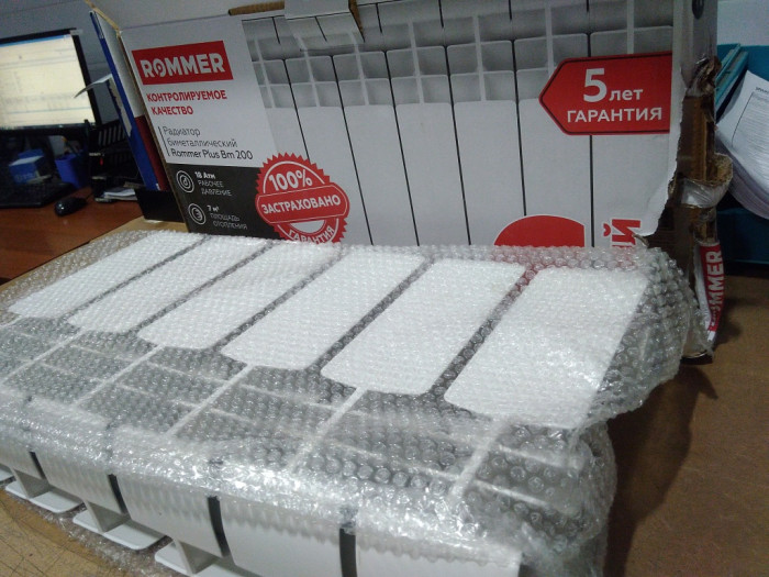 Биметаллический радиатор ROMMER Plus BM 200, 6 секций, боковое подключение, белый