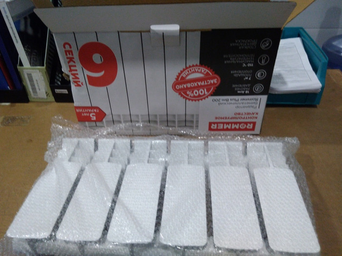 Биметаллический радиатор ROMMER Plus BM 200, 6 секций, боковое подключение, белый