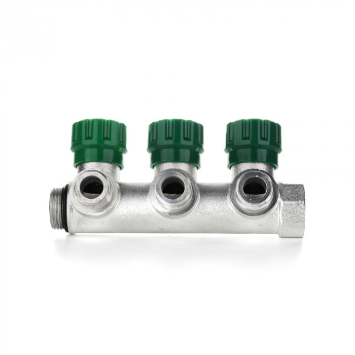 Коллектор модульный, НВ 3/4", 4 отвода 1/2" НР ПУ, покрытие пищевое олово