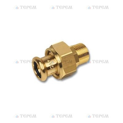 Sanha 8333G пресс-фитинг, бронза, сгон ВПр-НР с плоск.упл. 15x1/2 для медных труб прессовой