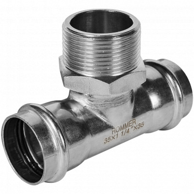 ROMMER RSS-0016-035114 ROMMER Тройник-переходник-НР, 35х1 1/4, из нержавеющей стали прессовой