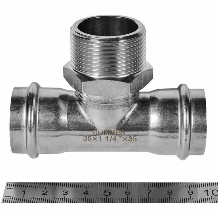 ROMMER RSS-0016-035114 ROMMER Тройник-переходник-НР, 35х1 1/4, из нержавеющей стали прессовой