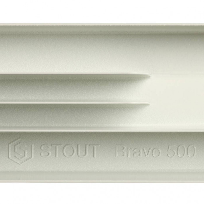 Алюминиевый радиатор STOUT Bravo 500, 12 секций, боковое подключение, белый