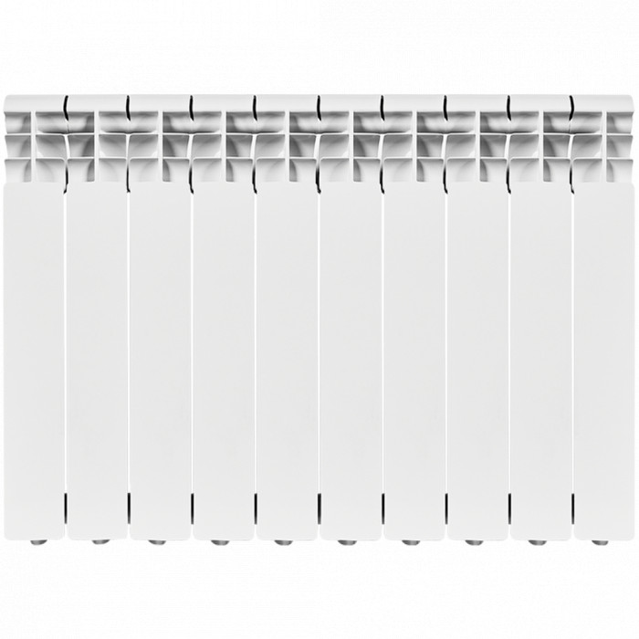 Алюминиевый радиатор ROMMER Profi 500, 10 секций, боковое подключение, белый