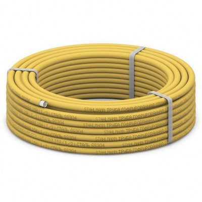 Труба гофрированная из нерж. Стали SS304 Stahlmann 20A, отожженная в оболочке желтая