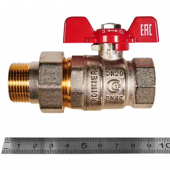 Кран шаровой с американкой ROMMER ВР/НР, ручка бабочка 3/4