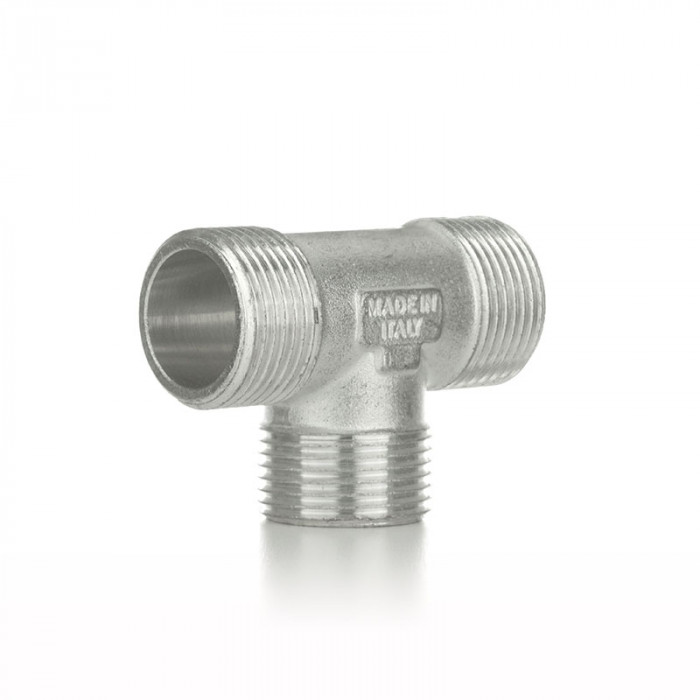 Тройник равнопроходной, ННН 3/4", TIN латунь