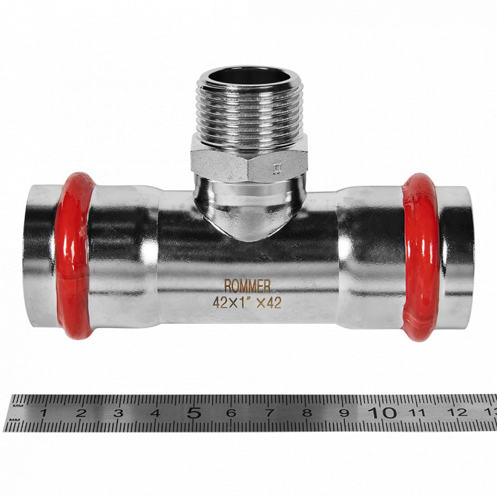 ROMMER RSS-0016-000421 ROMMER Тройник-переходник-НР, 42х1, из нержавеющей стали прессовой