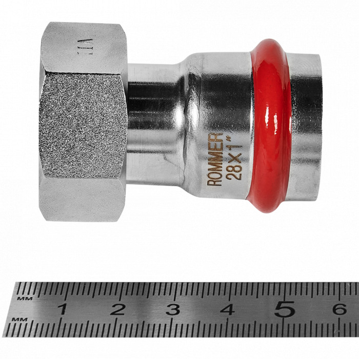ROMMER RSS-0026-000281 ROMMER Переходник с накидной гайкой-ВР, 28х1, из нержавеющей стали прессовой