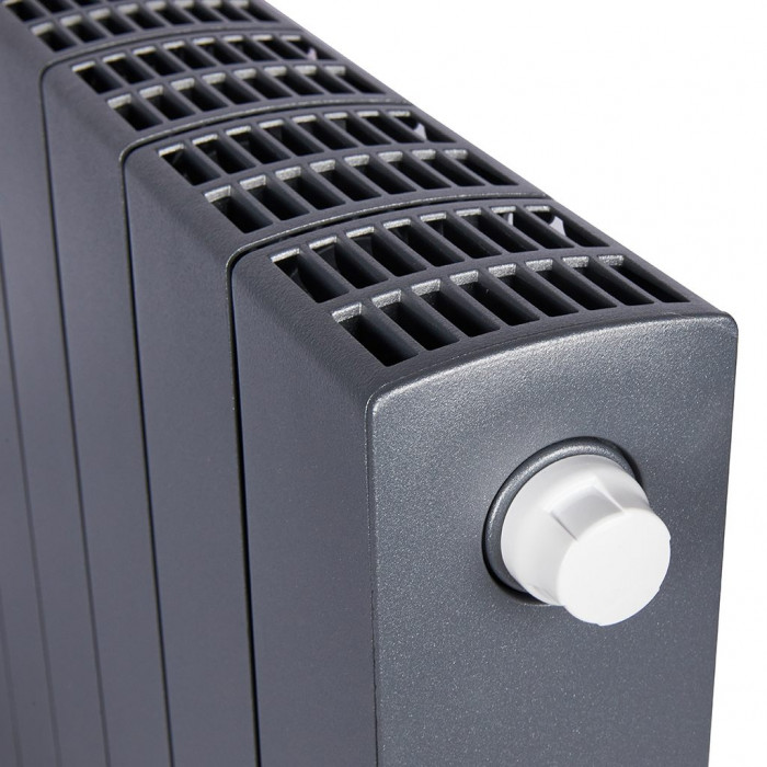 Биметаллический радиатор RIFAR SUPReMO VENTIL 350, 8 секций, нижнее правое подключение, черный