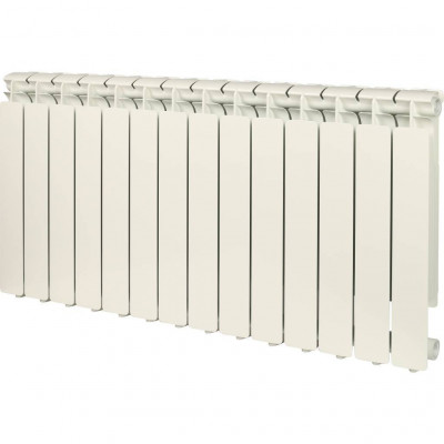 Алюминиевый радиатор STOUT Bravo 500, 14 секций, боковое подключение, белый