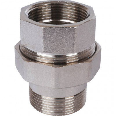 STOUT Разъемное соединение американка ВН, никелированное, уплотнение под гайкой по плоскости, 1” 1/2