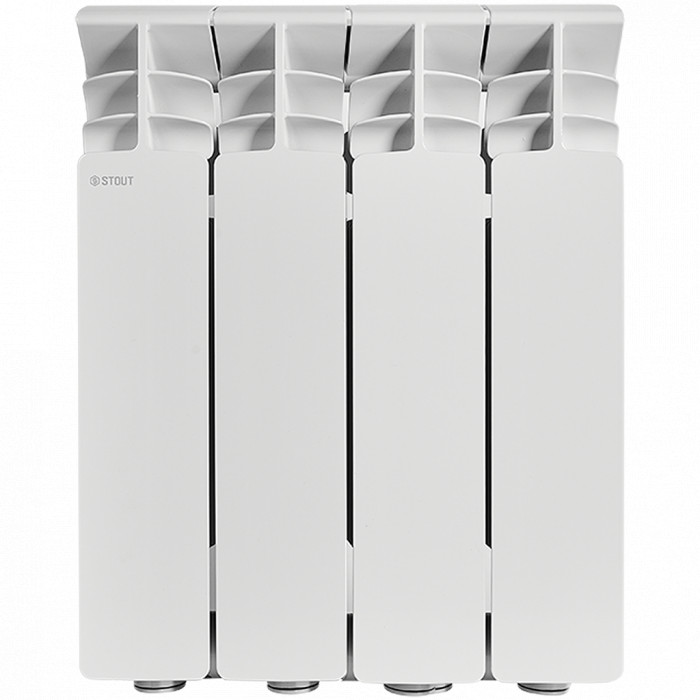 Алюминиевый радиатор STOUT GAMMA 350, 4 секций, боковое подключение, белый