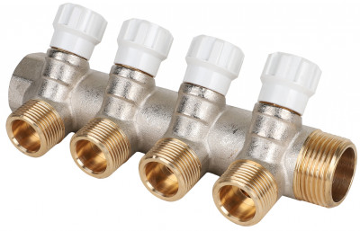 Коллектор латунный с регулирующими вентилями MVI 1&quot;x3/4&quot;x4 выхода