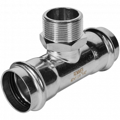 ROMMER RSS-0016-042114 ROMMER Тройник-переходник-НР, 42х1 1/4, из нержавеющей стали прессовой