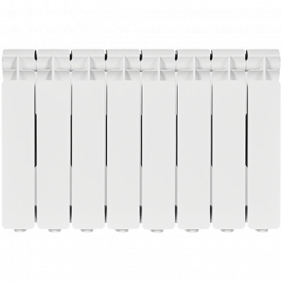 Алюминиевый радиатор STOUT Bravo 350, 8 секций, боковое подключение, белый