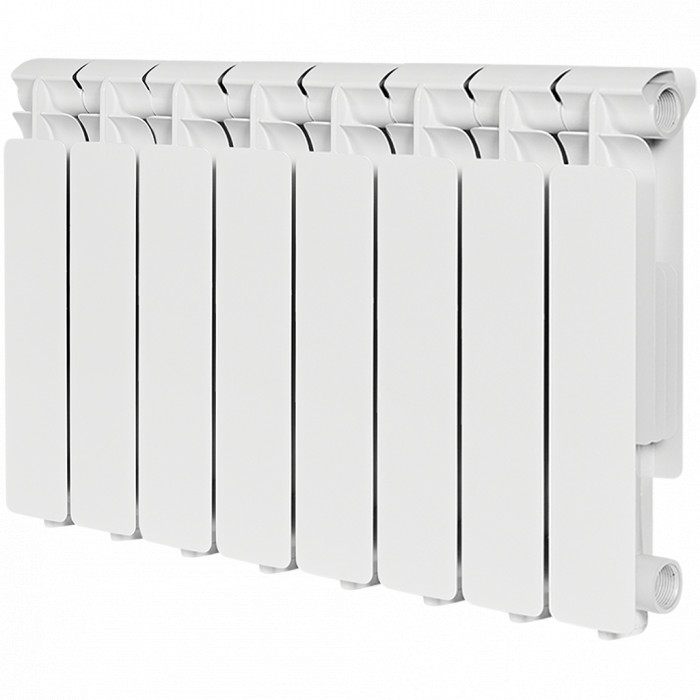 Алюминиевый радиатор STOUT Bravo 350, 8 секций, боковое подключение, белый