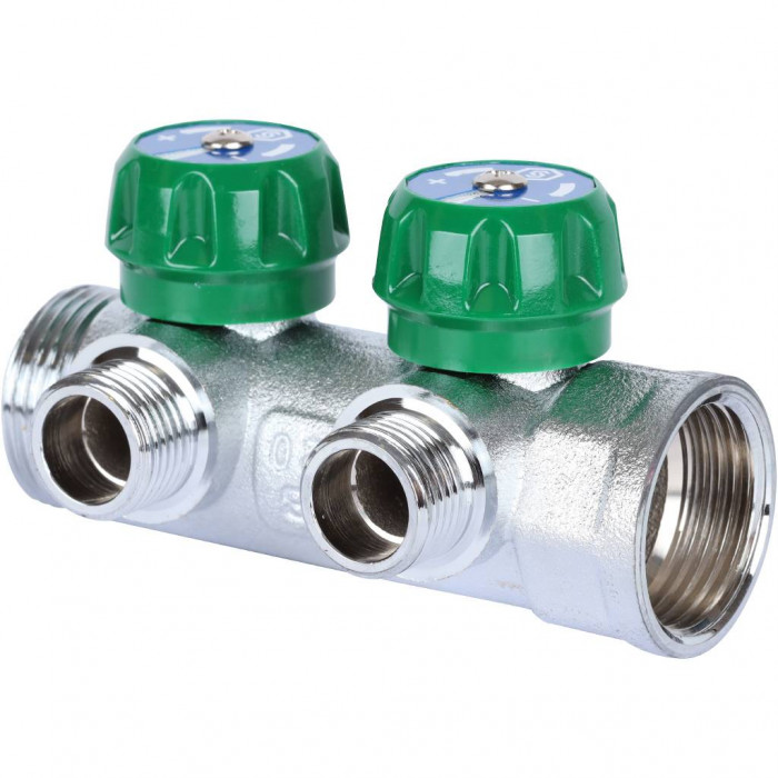 STOUT SMB-6849-011202 Коллектор регулирующий 1", 2 отвода 1/2" плоское уплотнение