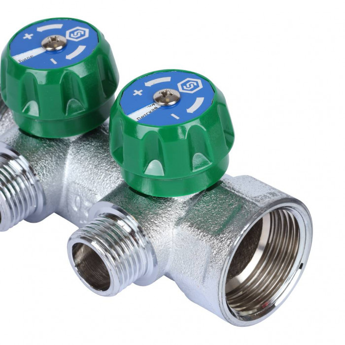 STOUT SMB-6849-011202 Коллектор регулирующий 1", 2 отвода 1/2" плоское уплотнение