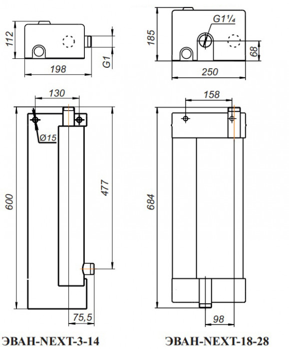 Настенный электрический котел ЭВАН NEXT - 14, одноконтурный