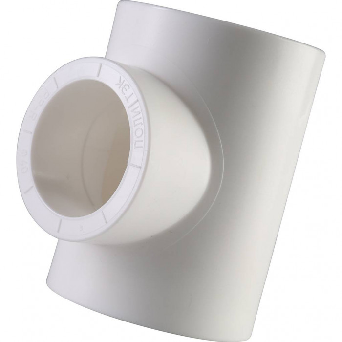 Политэк 50х40х50 Тройник переходной для полипропиленовых труб под сварку (цвет белый)