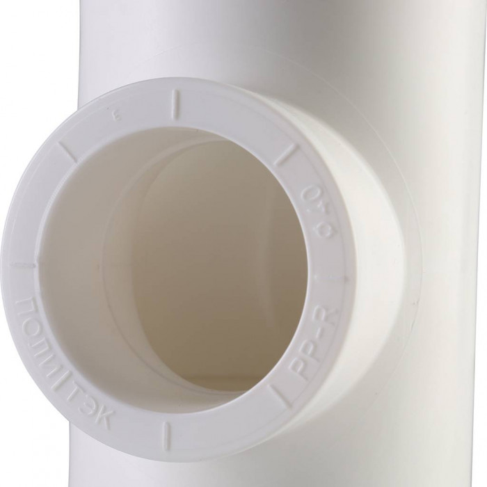 Политэк 50х40х50 Тройник переходной для полипропиленовых труб под сварку (цвет белый)