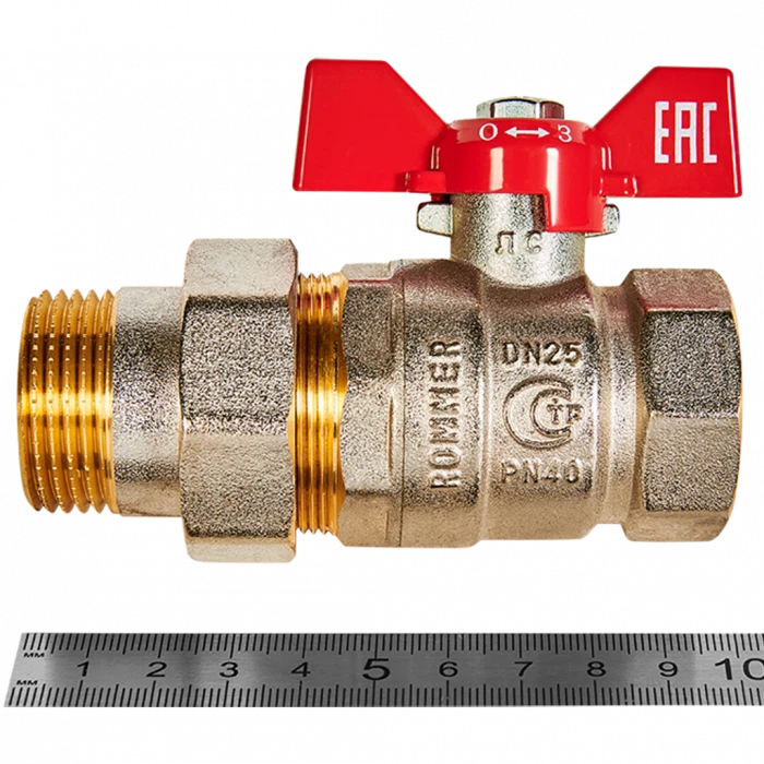 Кран шаровой с американкой ROMMER ВР/НР, ручка бабочка 1