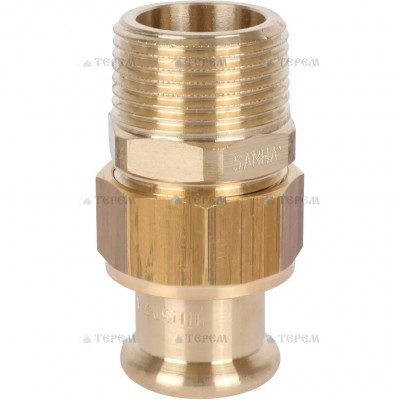 Sanha 8333G пресс-фитинг, бронза, сгон ВПр-НР с плоск.упл. 22x1/2 для медных труб прессовой