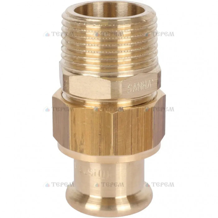 Sanha 8333G пресс-фитинг, бронза, сгон ВПр-НР с плоск.упл. 22x1/2 для медных труб прессовой