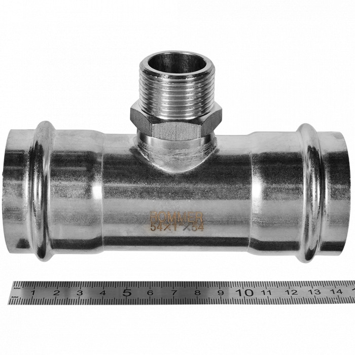 ROMMER RSS-0016-000541 ROMMER Тройник-переходник-НР, 54х1, из нержавеющей стали прессовой