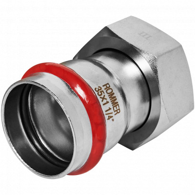 ROMMER RSS-0026-035114 ROMMER Переходник с накидной гайкой-ВР, 35х1 1/4, из нержавеющей стали прессовой
