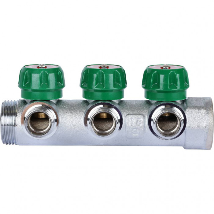 STOUT SMB-6849-011203 Коллектор регулирующий 1", 3 отвода 1/2" плоское уплотнение