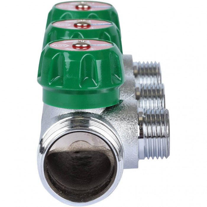 STOUT SMB-6849-011203 Коллектор регулирующий 1", 3 отвода 1/2" плоское уплотнение