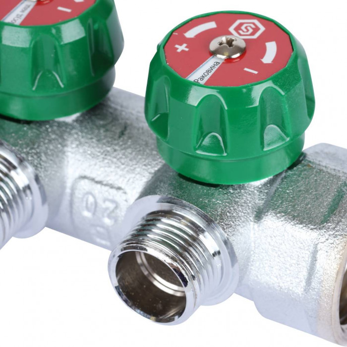 STOUT SMB-6849-011203 Коллектор регулирующий 1", 3 отвода 1/2" плоское уплотнение