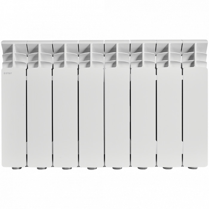 Алюминиевый радиатор STOUT GAMMA 350, 8 секций, боковое подключение, белый