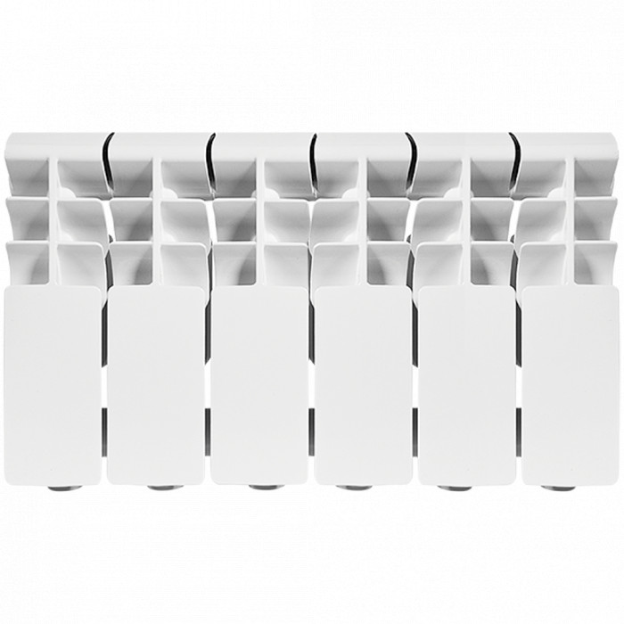 Алюминиевый радиатор ROMMER Plus 200, 6 секций, боковое подключение, белый