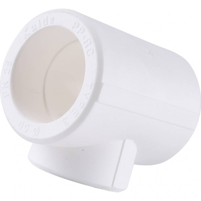 Тройник переходной Kalde 50x32x50 для полипропиленовых труб под сварку (цвет белый)