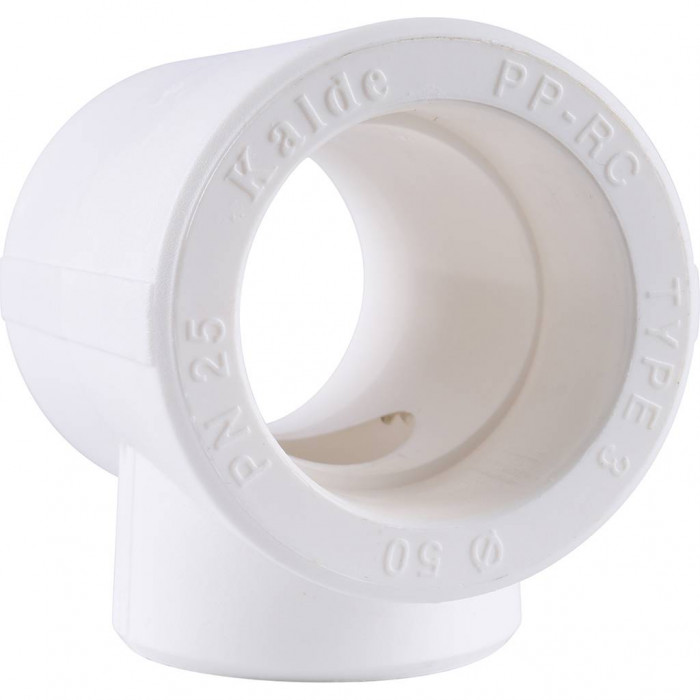 Тройник переходной Kalde 50x32x50 для полипропиленовых труб под сварку (цвет белый)