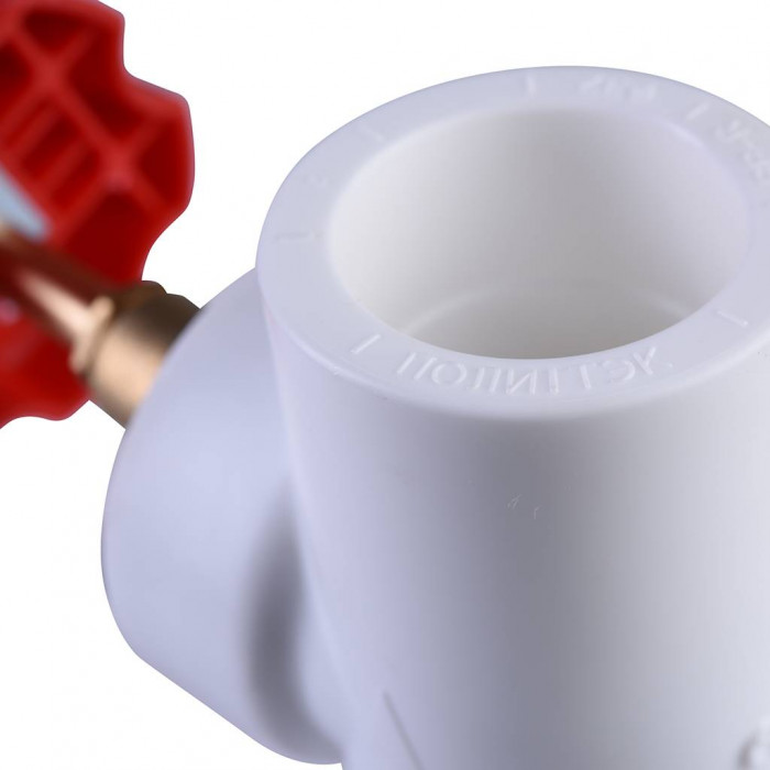 Вентиль Политэк d=32 для полипропиленовых труб под сварку (цвет белый)