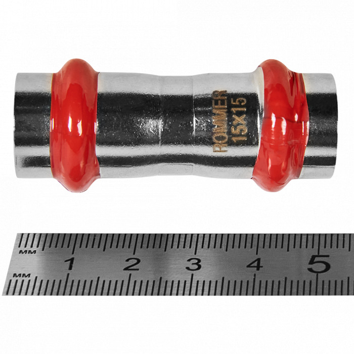 ROMMER RSS-0017-000015 Муфта равнопроходная, 15, из нержавеющей стали прессовой
